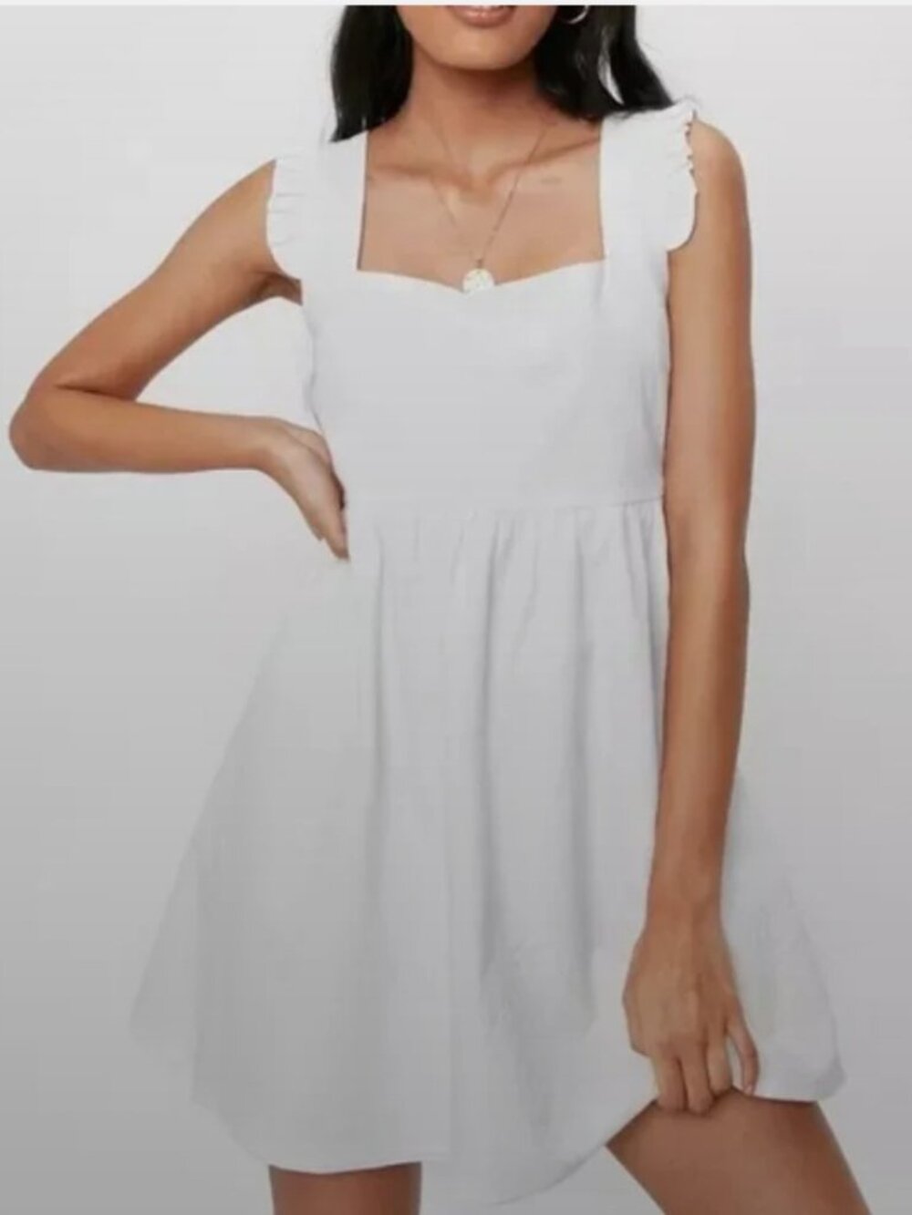 Nasty Gal Frill Shoulder Cotton Babydoll Mini Dress US 4